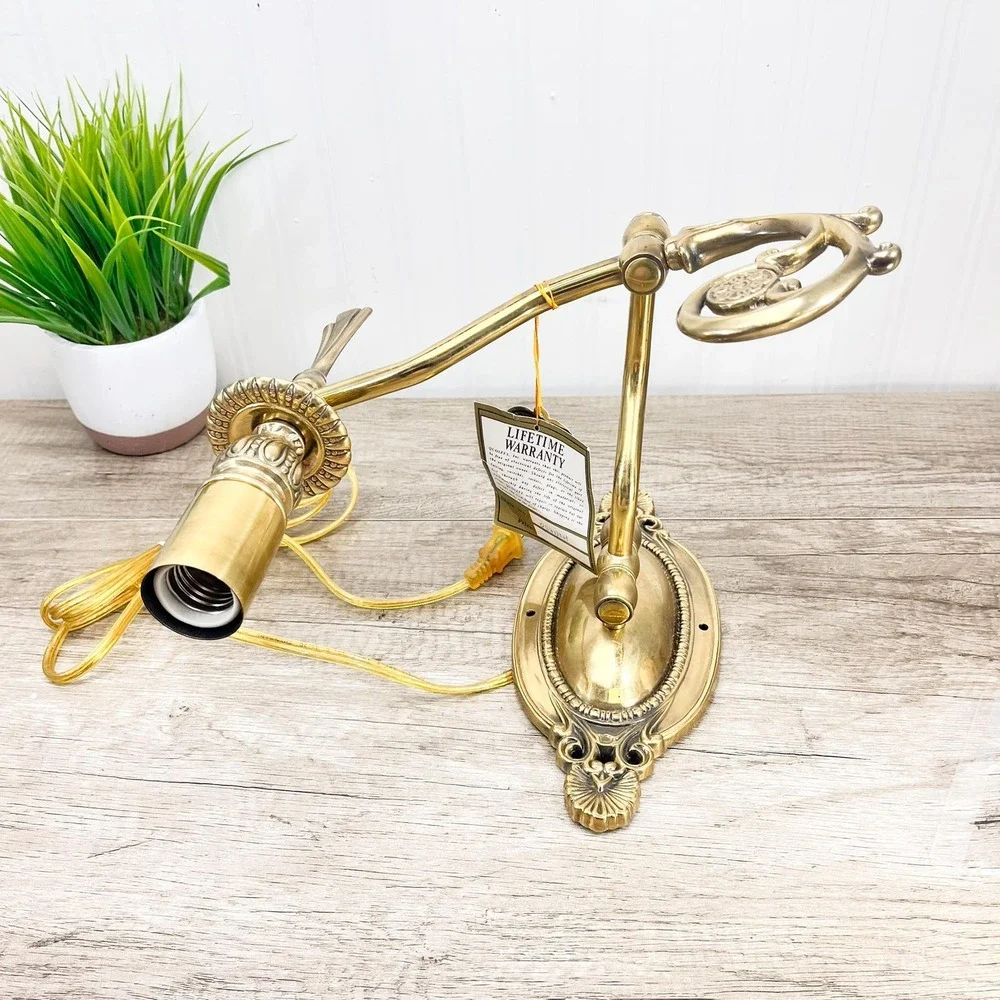 Brass Victorian Wall Light: Gold Swing Arm Lighting